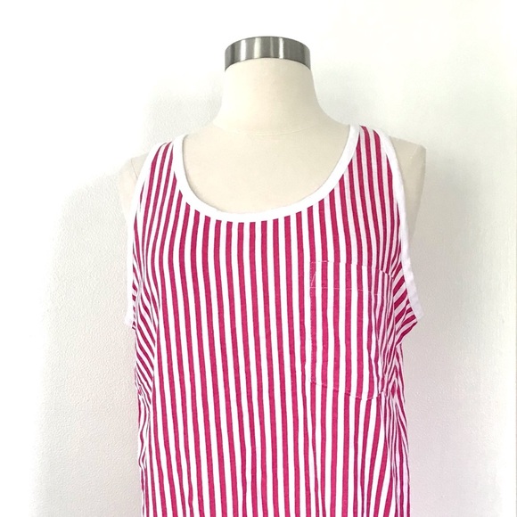 Vintage 80’s pink & white striped tank top NWT - Picture 3 of 9